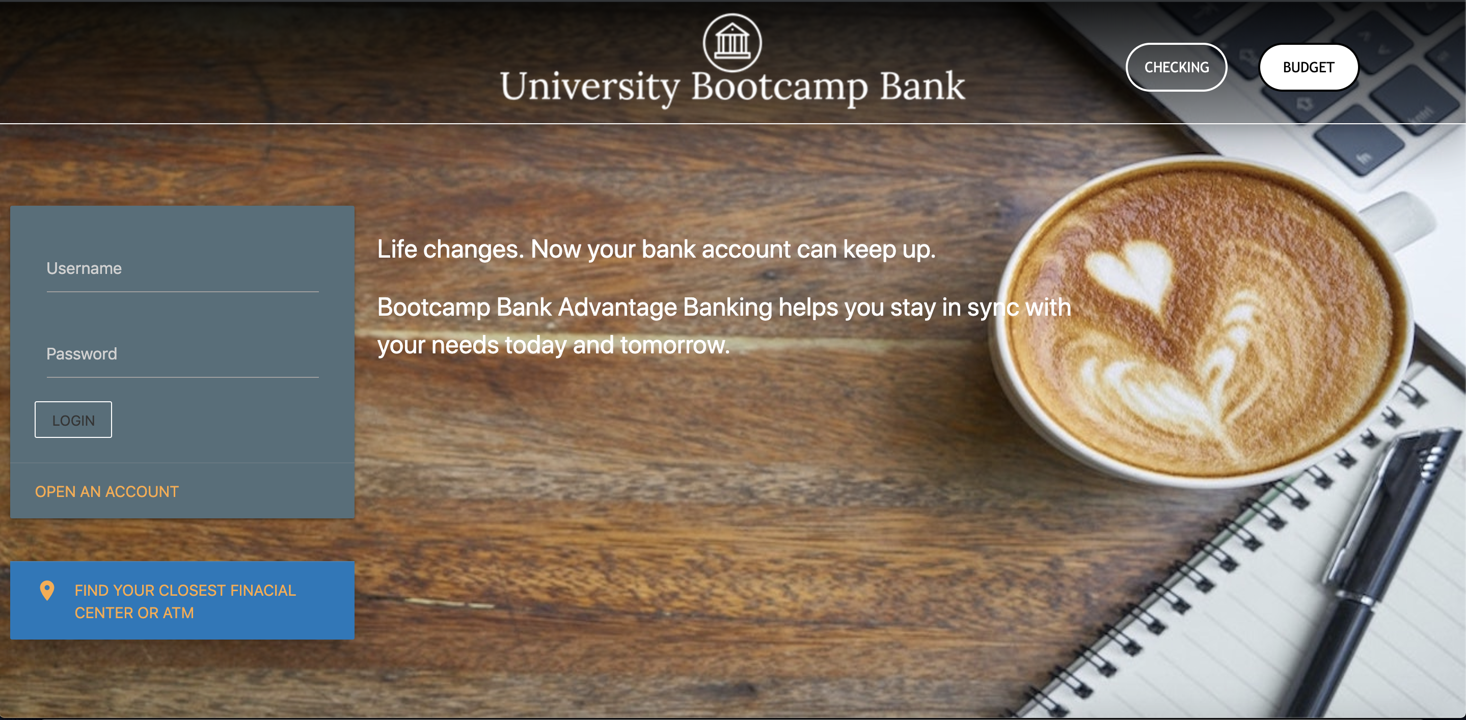 bank website